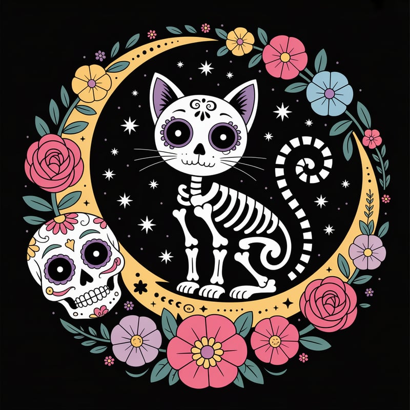 Day of the Dead Cat Artwork