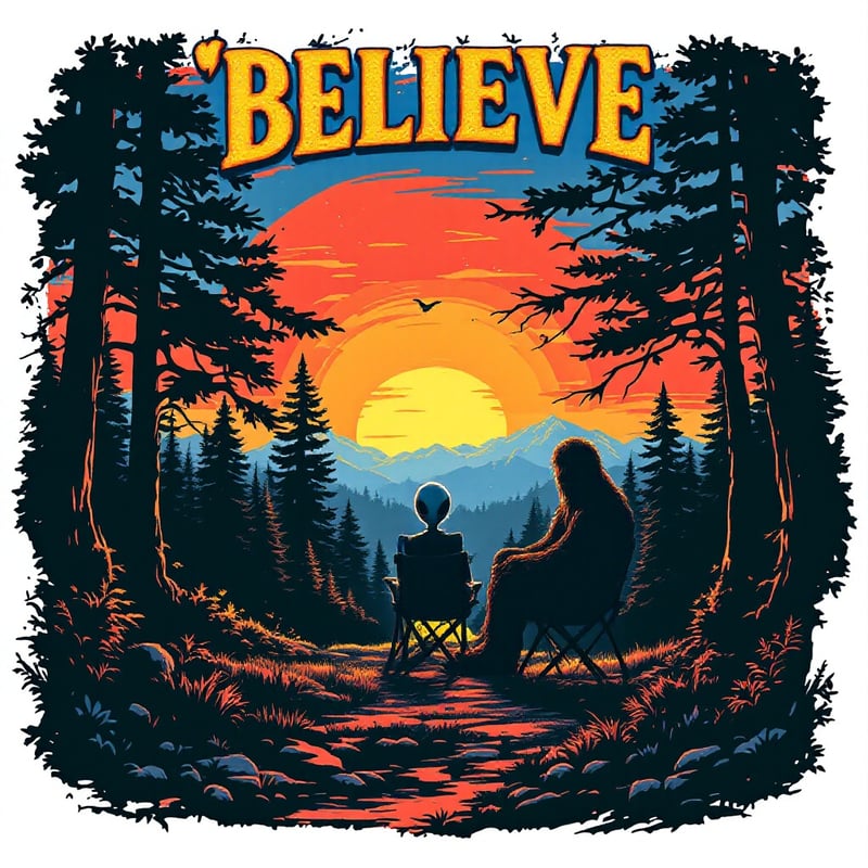 Vintage Grunge Alien Sunset T-Shirt Design