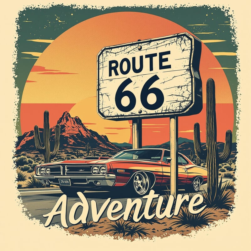 Route 66 Adventure Vintage T-Shirt Graphic