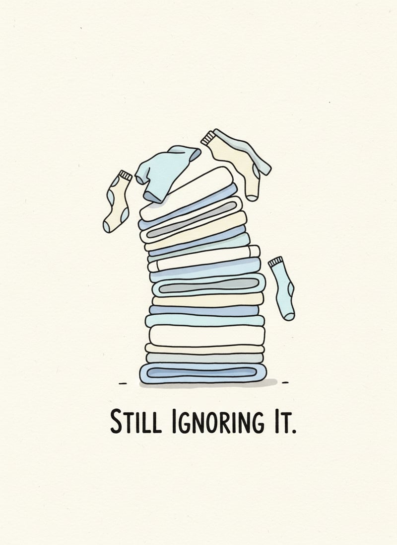 Hand-Drawn Laundry Stack Illustration