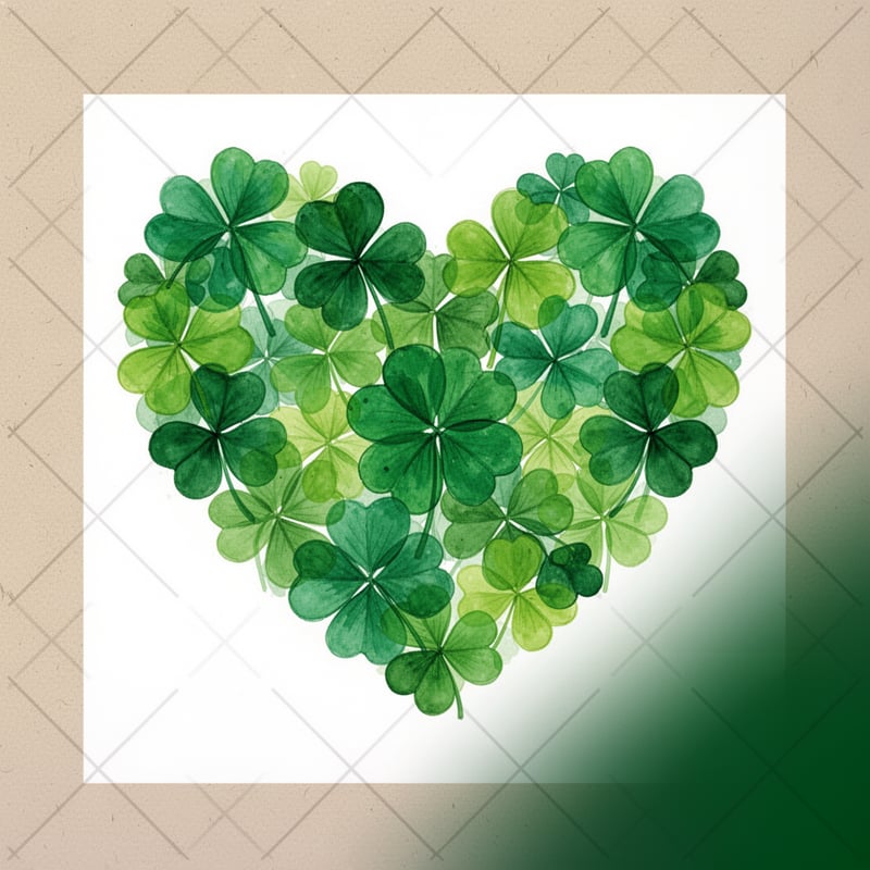 Heart-Shaped Clover Digital Illustration