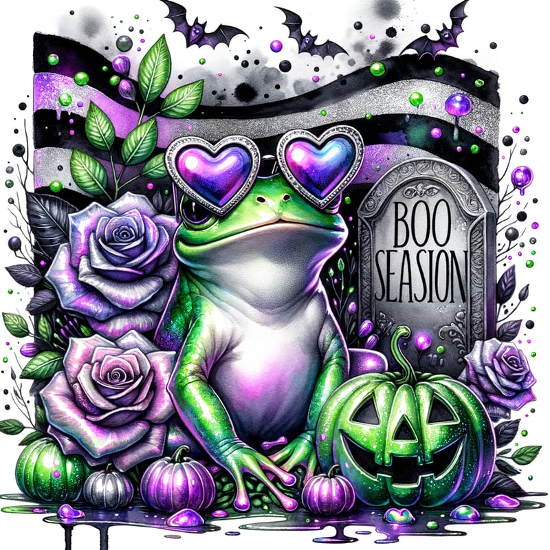 Cute Frog in Halloween Watercolor Art