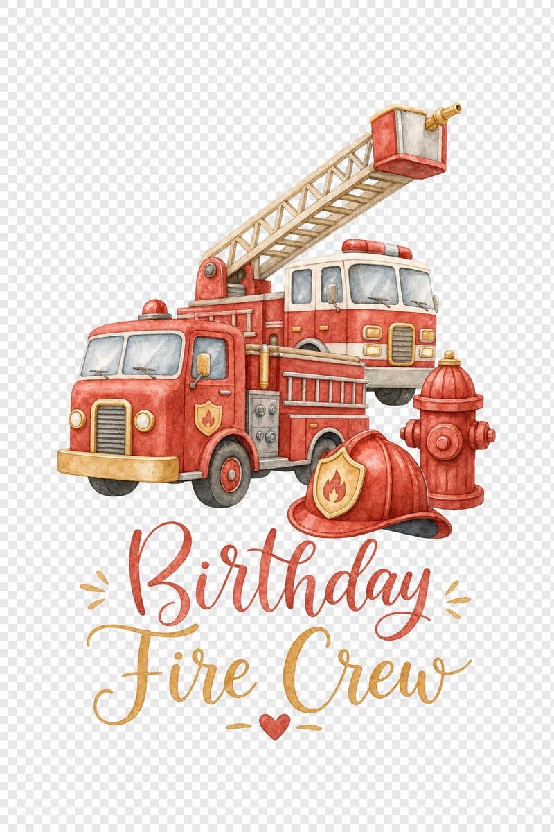 Watercolor Fire Truck Baby Bodysuit