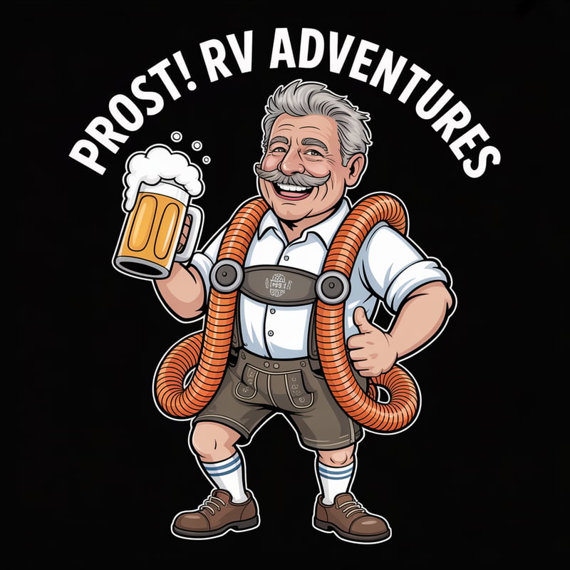 Cheerful Oktoberfest RV Traveler Cartoon