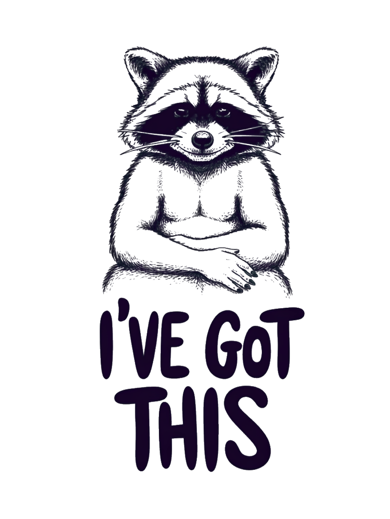 Confident Raccoon Ink Illustration