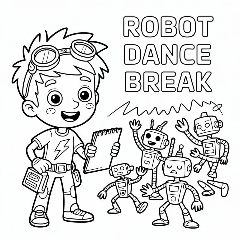 Max and Robots Coloring Page