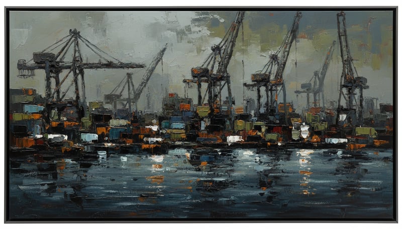 Abstract Urban Waterfront Painting