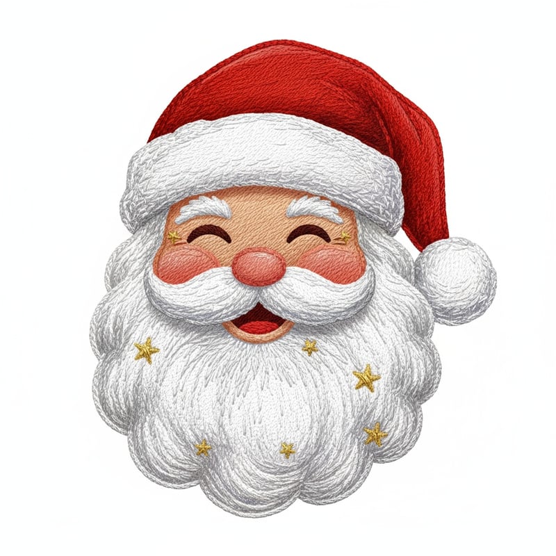 3D Santa Face Embroidered Illustration