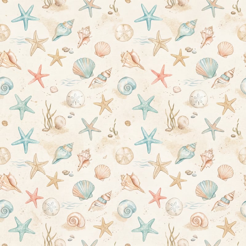 Coastal Pattern with Seashells