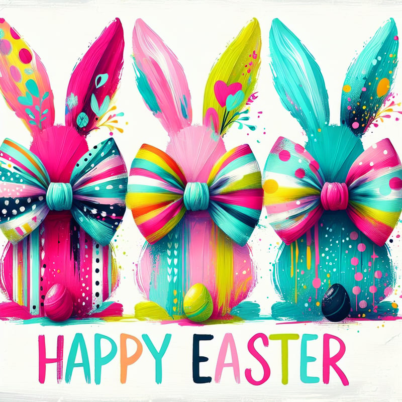 Vibrant Easter Bunny Brushstroke Art