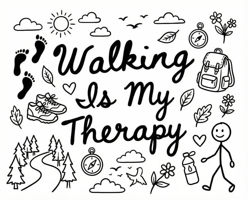 Walking Is My Therapy Handwritten Design