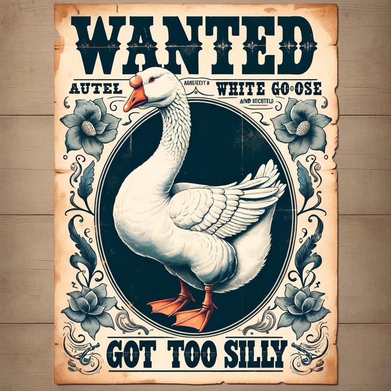 Hand Drawn Goose on Western Wanted Poster