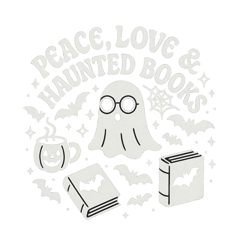 Retro Groovy Peace Love Haunted Books Tee