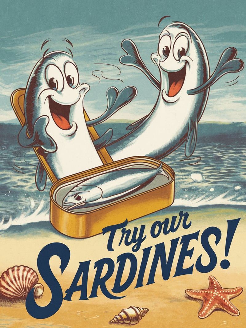 Playful Retro Sardine Mascots