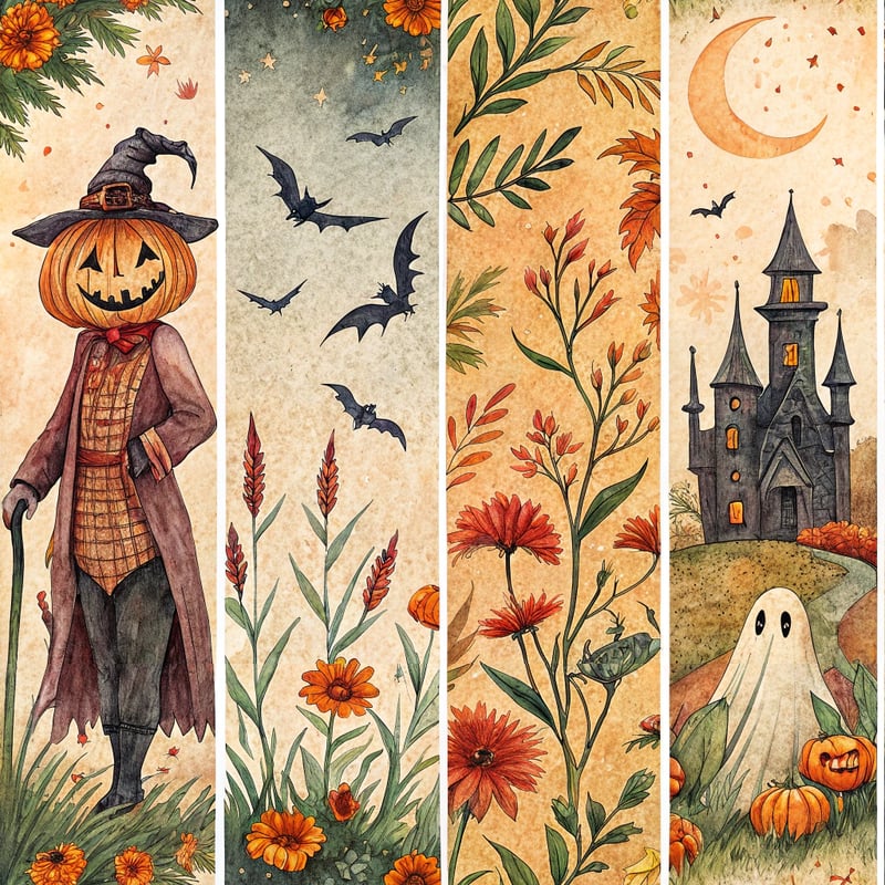 Watercolor Halloween Collage