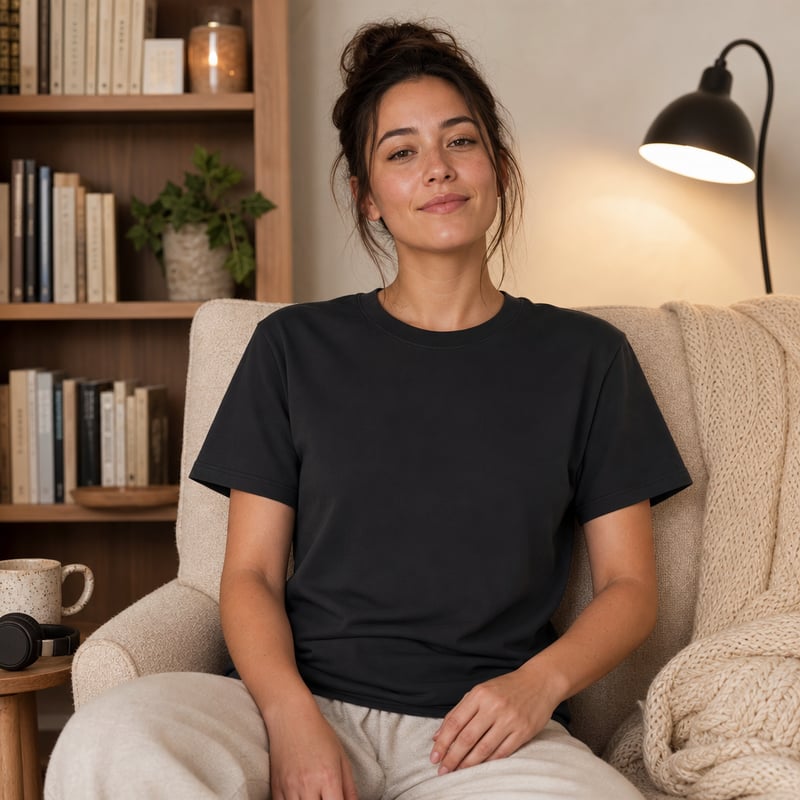 Photorealistic Blank Black T-Shirt Mockup