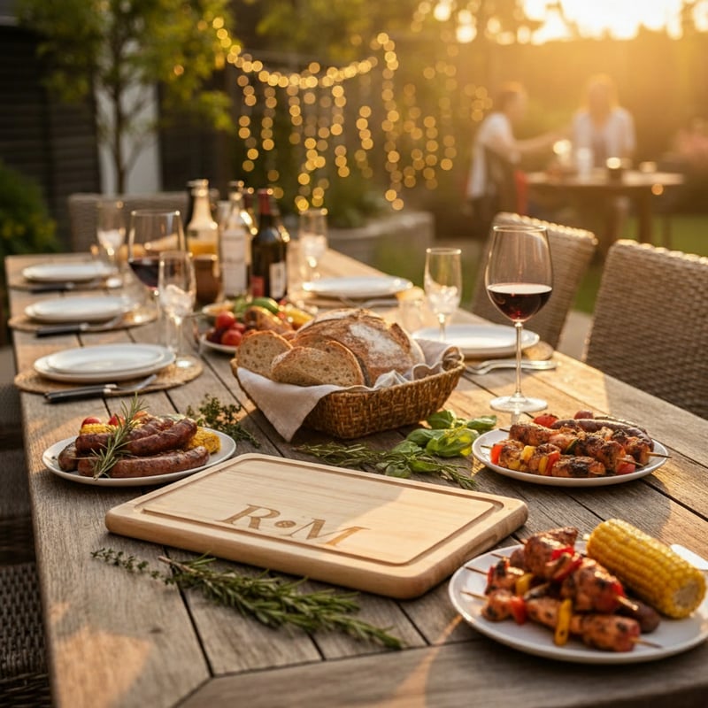 Golden-Hour Outdoor BBQ Setup
