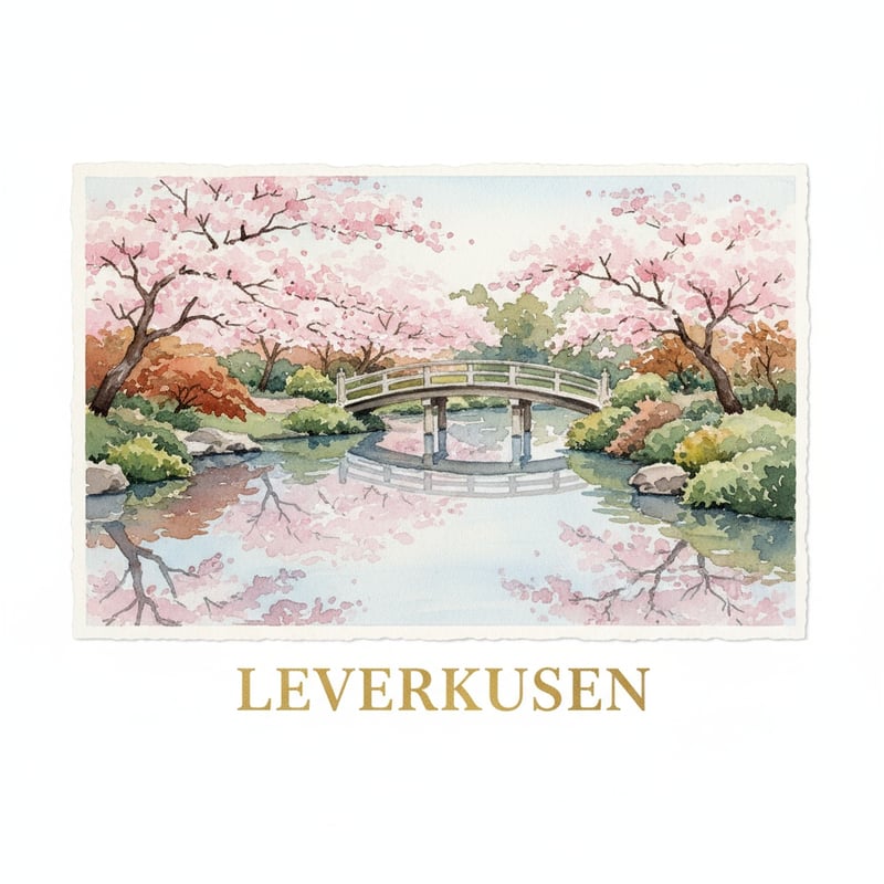 Watercolor of Leverkusen Japanese Garden
