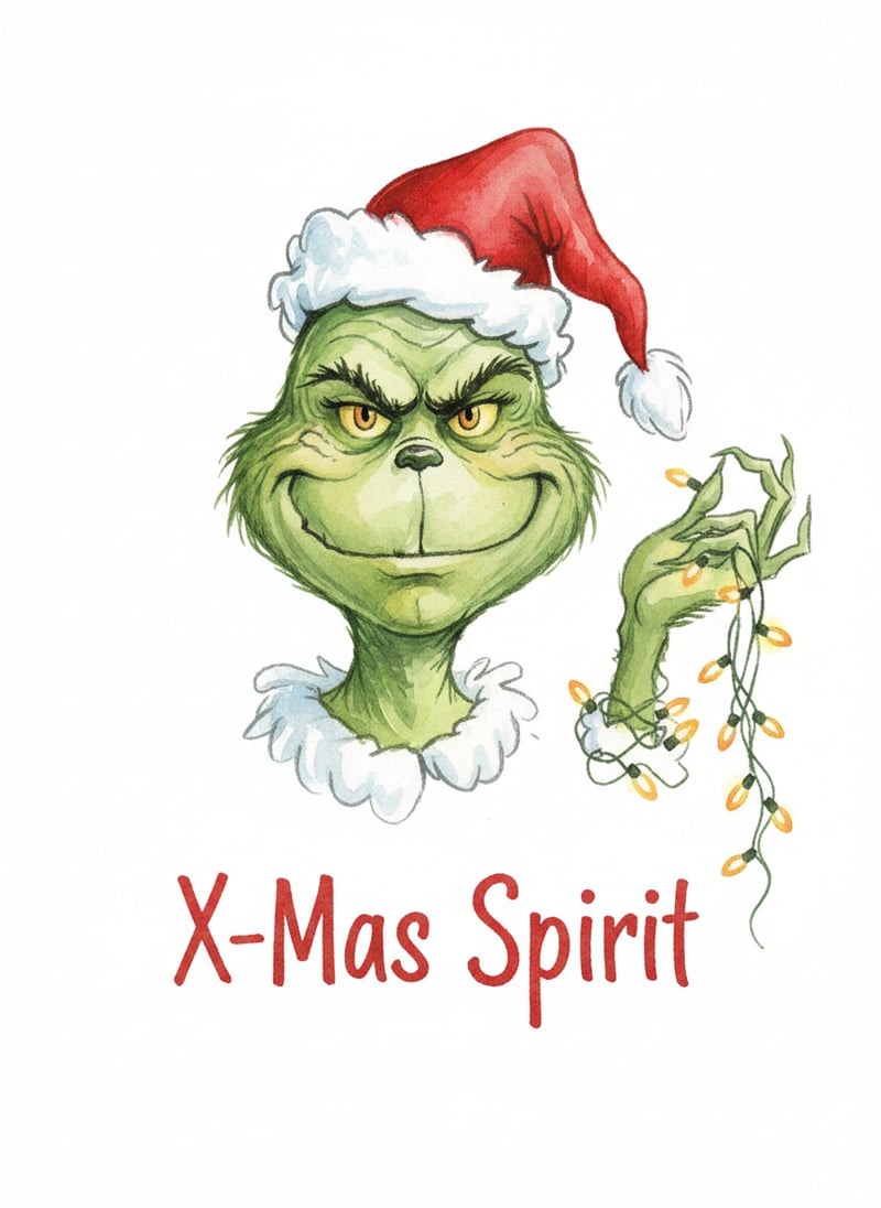 Grinch with Santa Hat and Lights