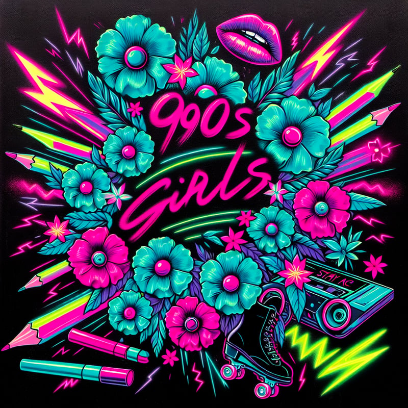 Neon 90s Girls Art