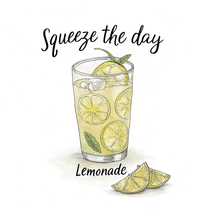 Watercolor Glass of Lemonade with Quote