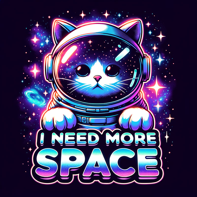 Cartoon Cat Astronaut in Space