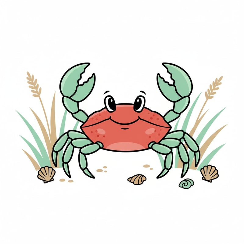 Bright Animated Crab Clip-Art