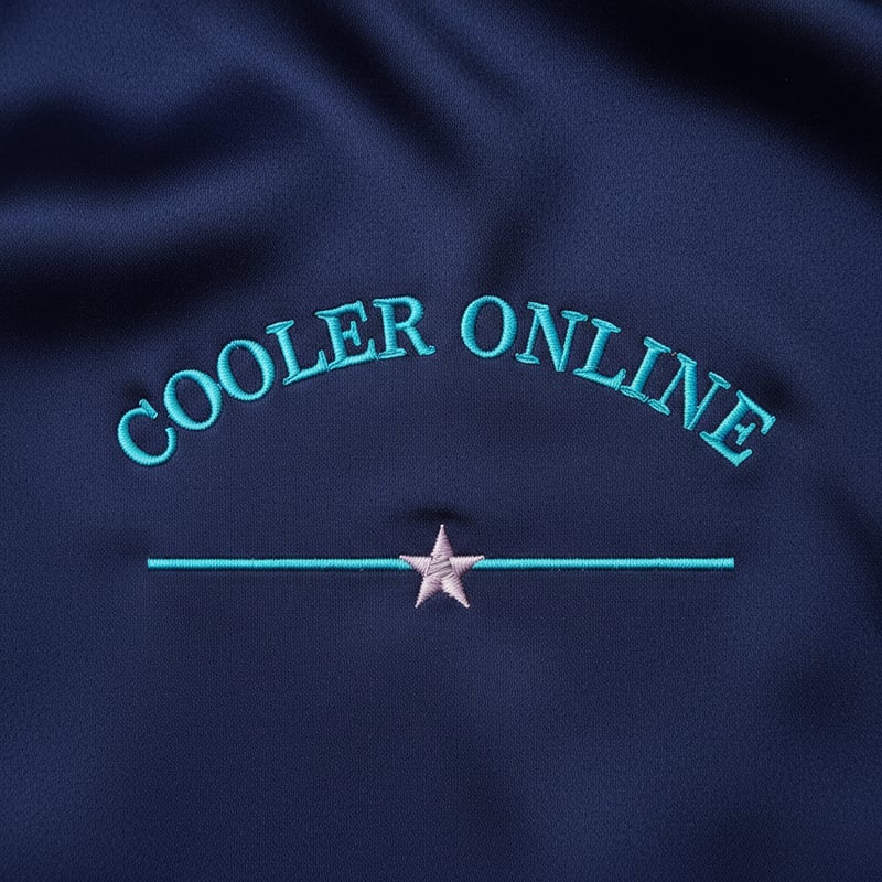 Navy Fabric with Aqua Embroidery