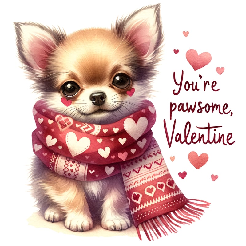 Watercolor Chihuahua Valentine Clipart