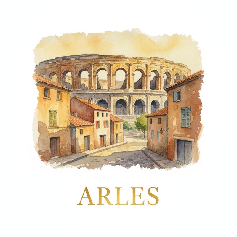 Watercolor Painting of Arles