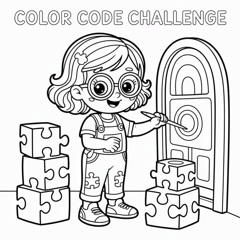 Coloring Page: Penny's Puzzle Challenge