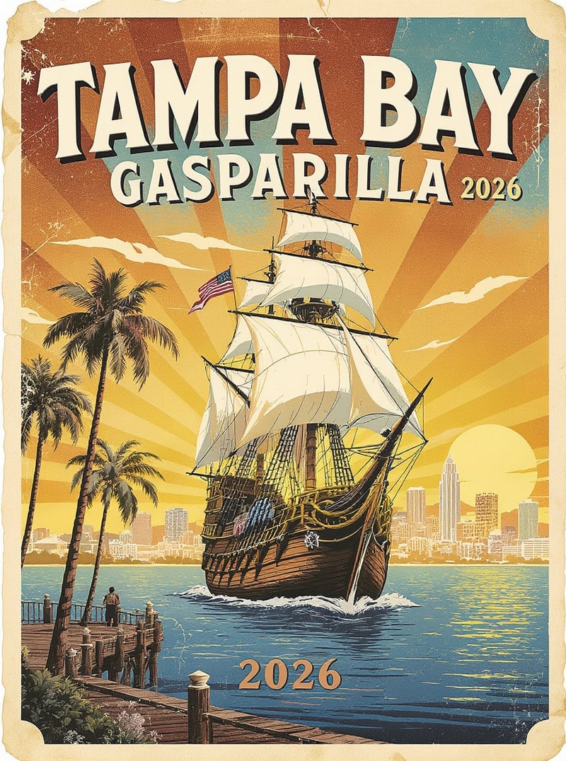 Retro Tampa Bay Gasparilla 2026 Art