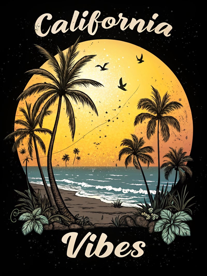 Tropical California Vibes Illustration