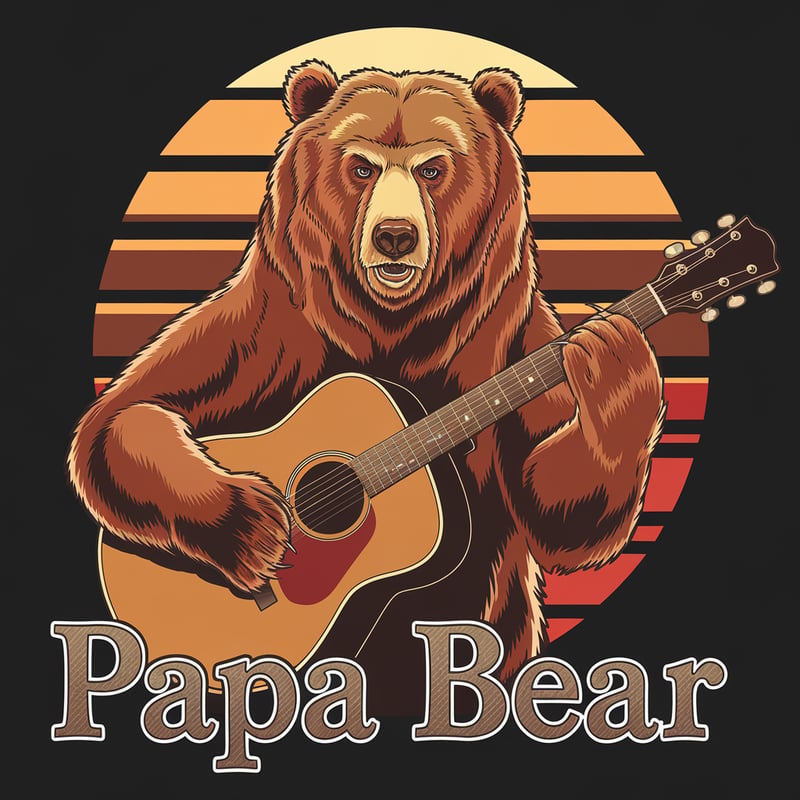 Grizzly Bear Playing Guitar Illustration
