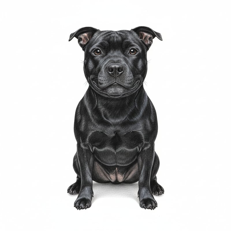 Realistic Black Staffordshire Bull Terrier