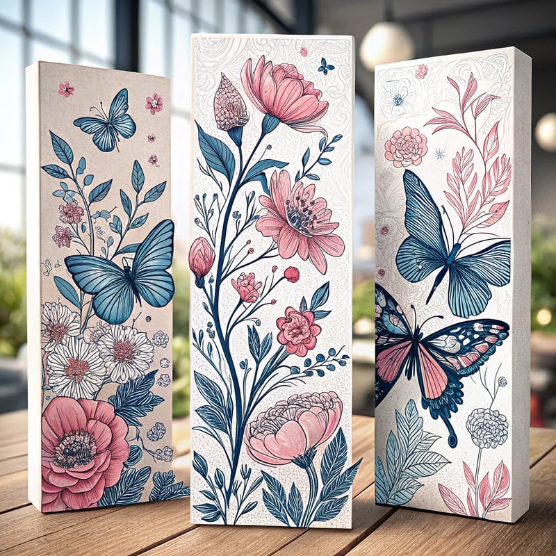 Floral and Butterfly Vertical Panels