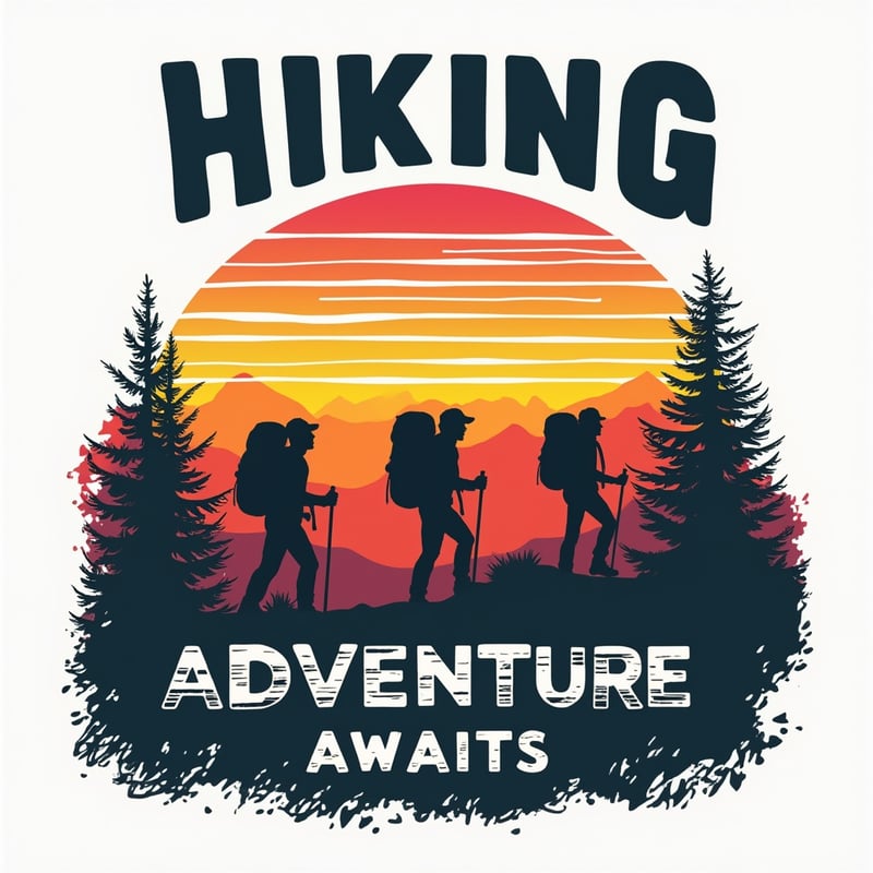 Hiking Adventure Sunset T-Shirt Design