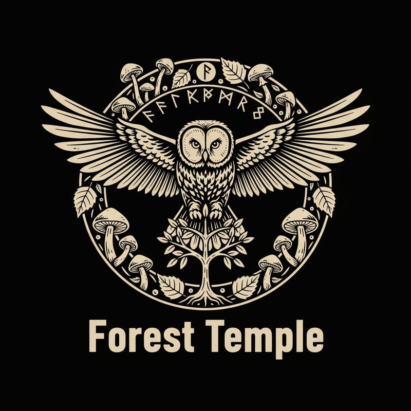 Forest Temple Owl Linocut Design