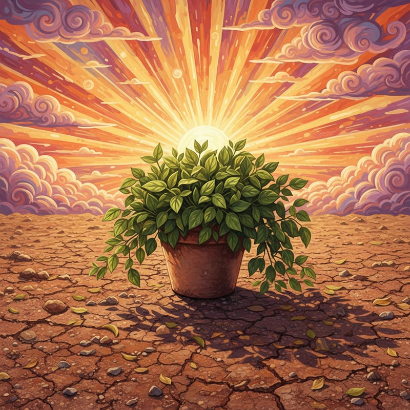 Potted Plant with Lush Leaves