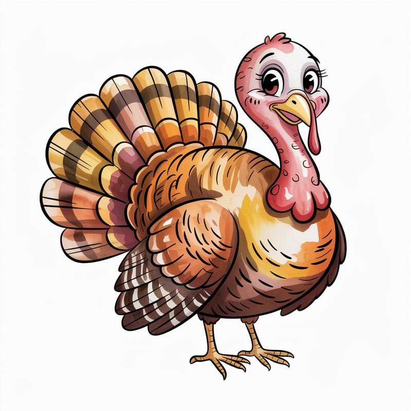 Happy Turkey Watercolor Clipart