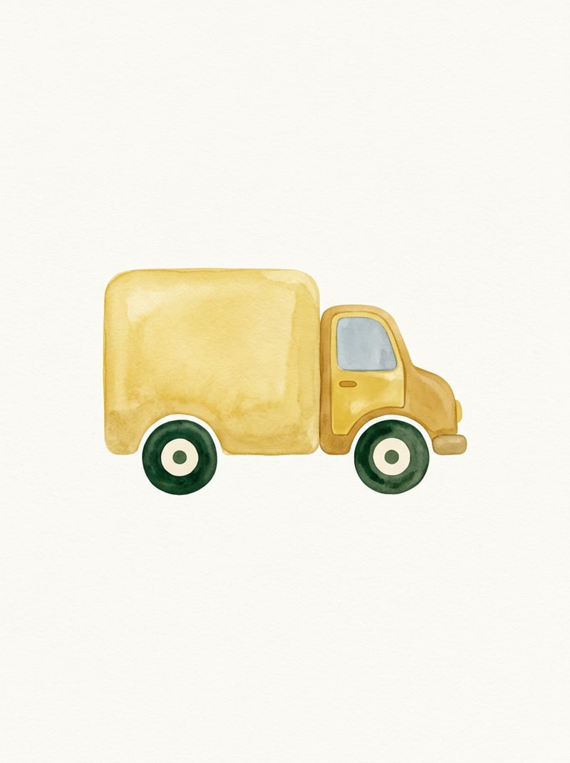 Minimalist Watercolor Delivery Truck Art