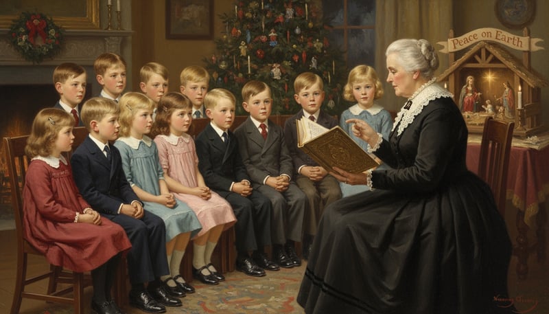 Rockwell Style Children Christmas Painting