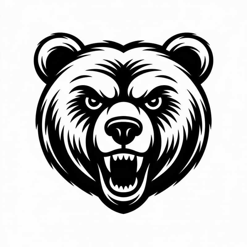 Retro Bear Head Mascot Tattoo