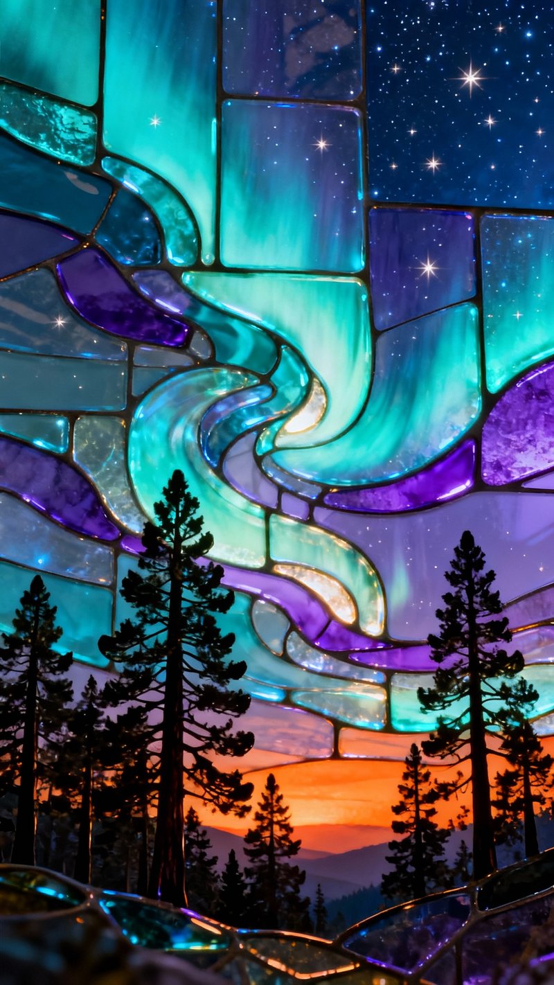 Glowing 3D Stained-Glass Landscape