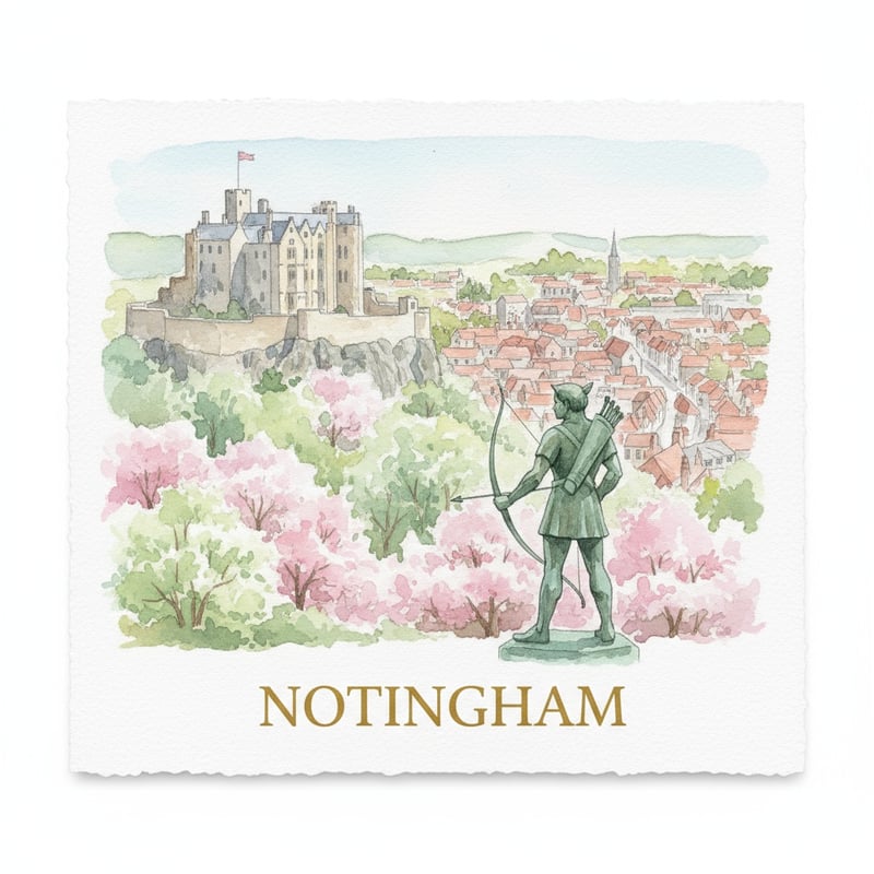 Watercolor Painting of Nottingham Castle