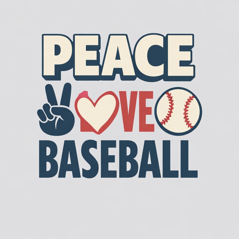 Peace Love Baseball Retro Tee Design
