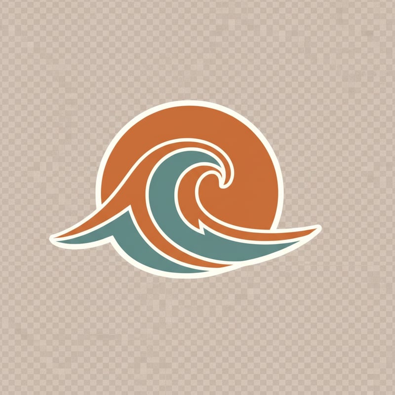 Minimal Retro Sun and Ocean Wave