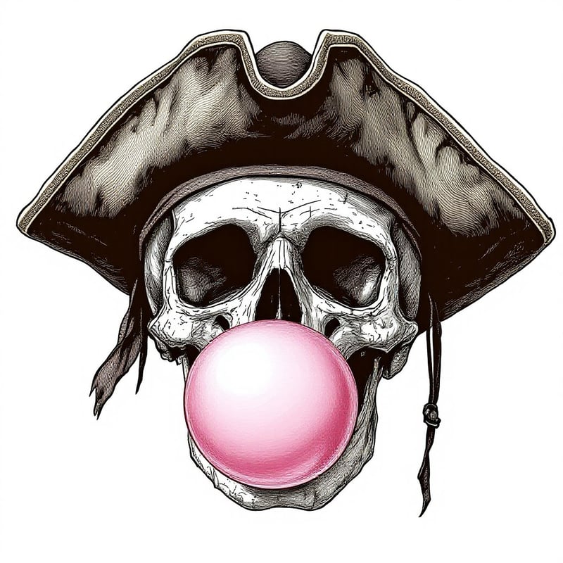 Vintage Pirate Skull Sketch