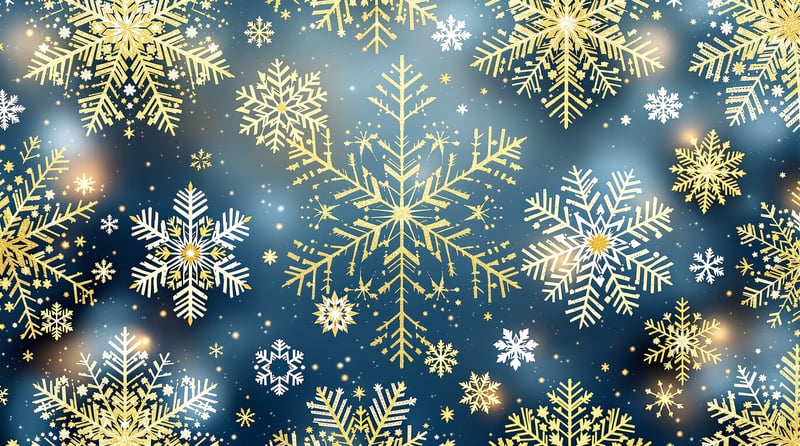 Seamless Winter Gold Snowflake Design