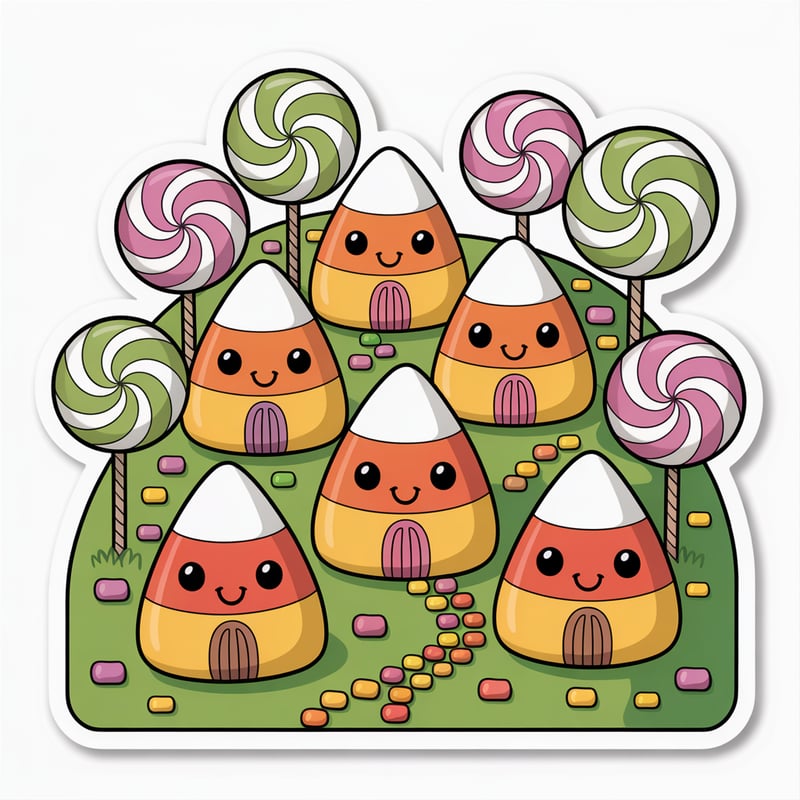 Kawaii Candy Corn Halloween Village